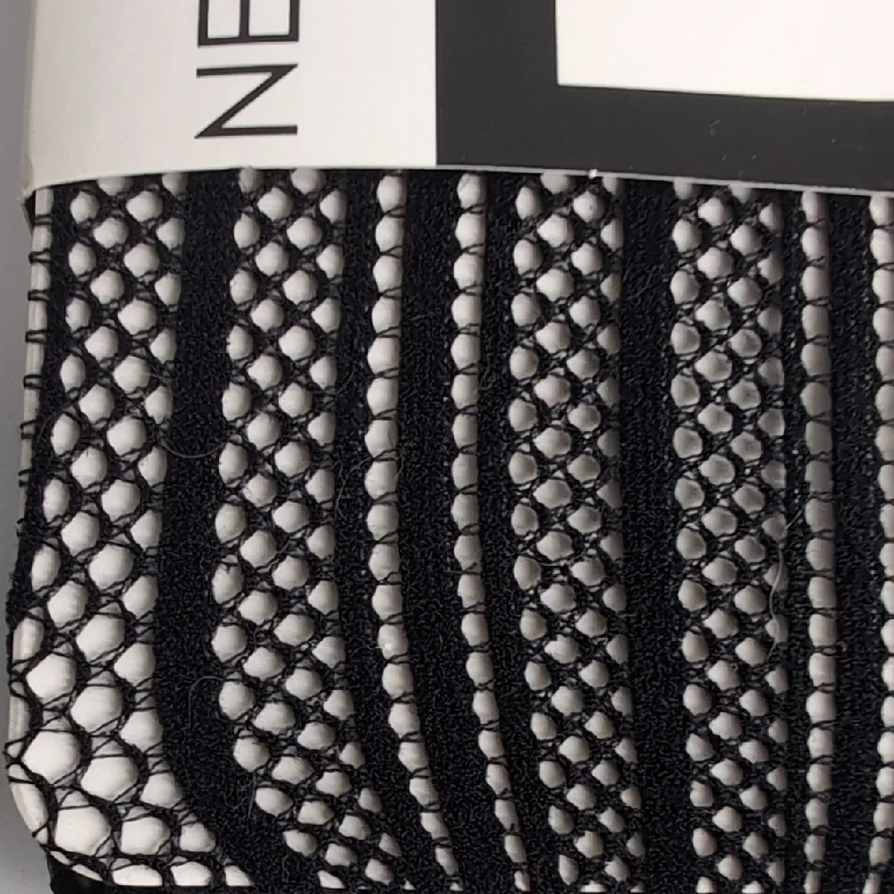 New Directions Monochrome Patterned Tights Black Fishnet Control Top Sz 3 large